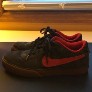 Blue and red Nike skater shoes